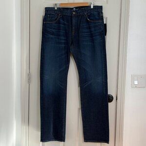 7 For All Mankind Relaxed Straight Leg Jeans Mens 36x33.5 Blue 100% Cotton NEW